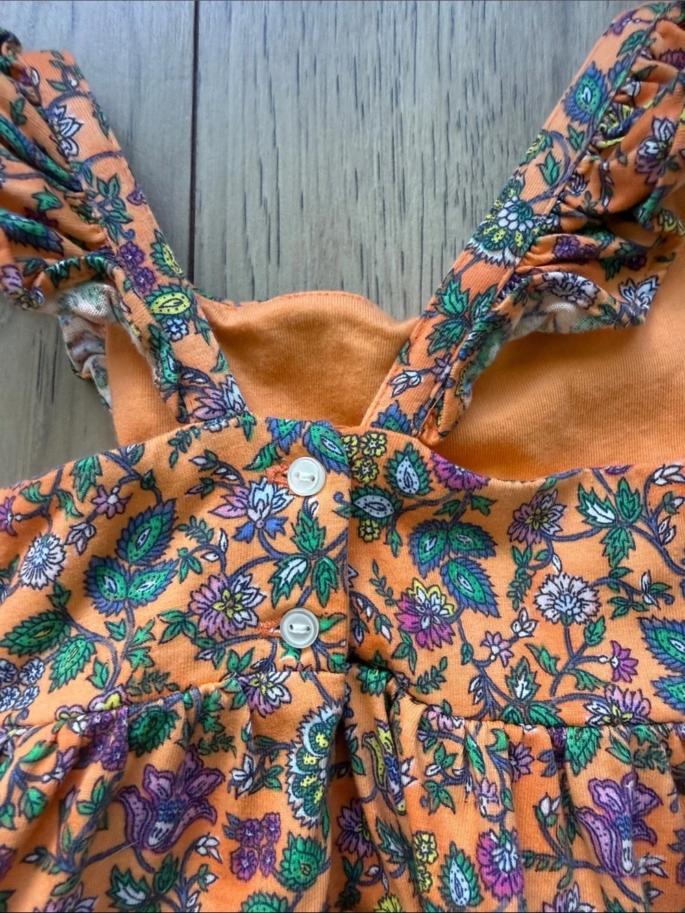 Ralph Lauren Girls 18M Orange Floral Tiered Sundress with Matching Bloomers